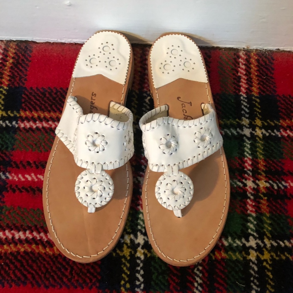 Jack Rogers flat white sandals